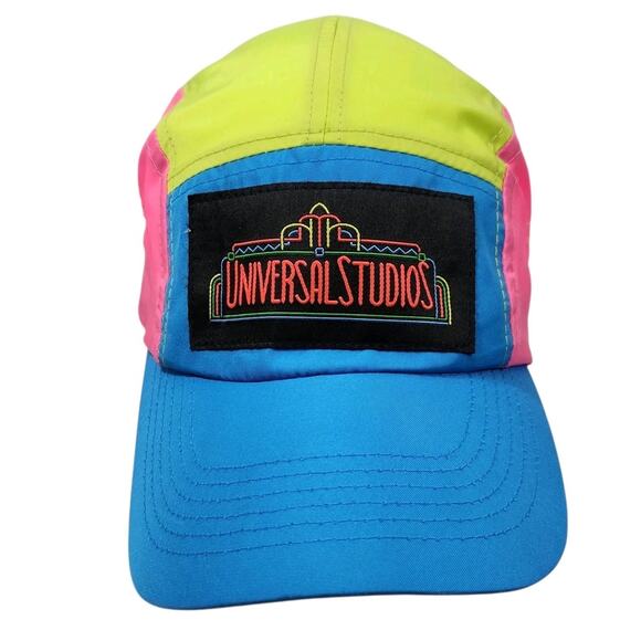 DISNEY UNIVERSAL STUDIOS RETRO NEON COLORBLOCK SNAPBACK HAT CAP VACATION - Picture 1 of 7
